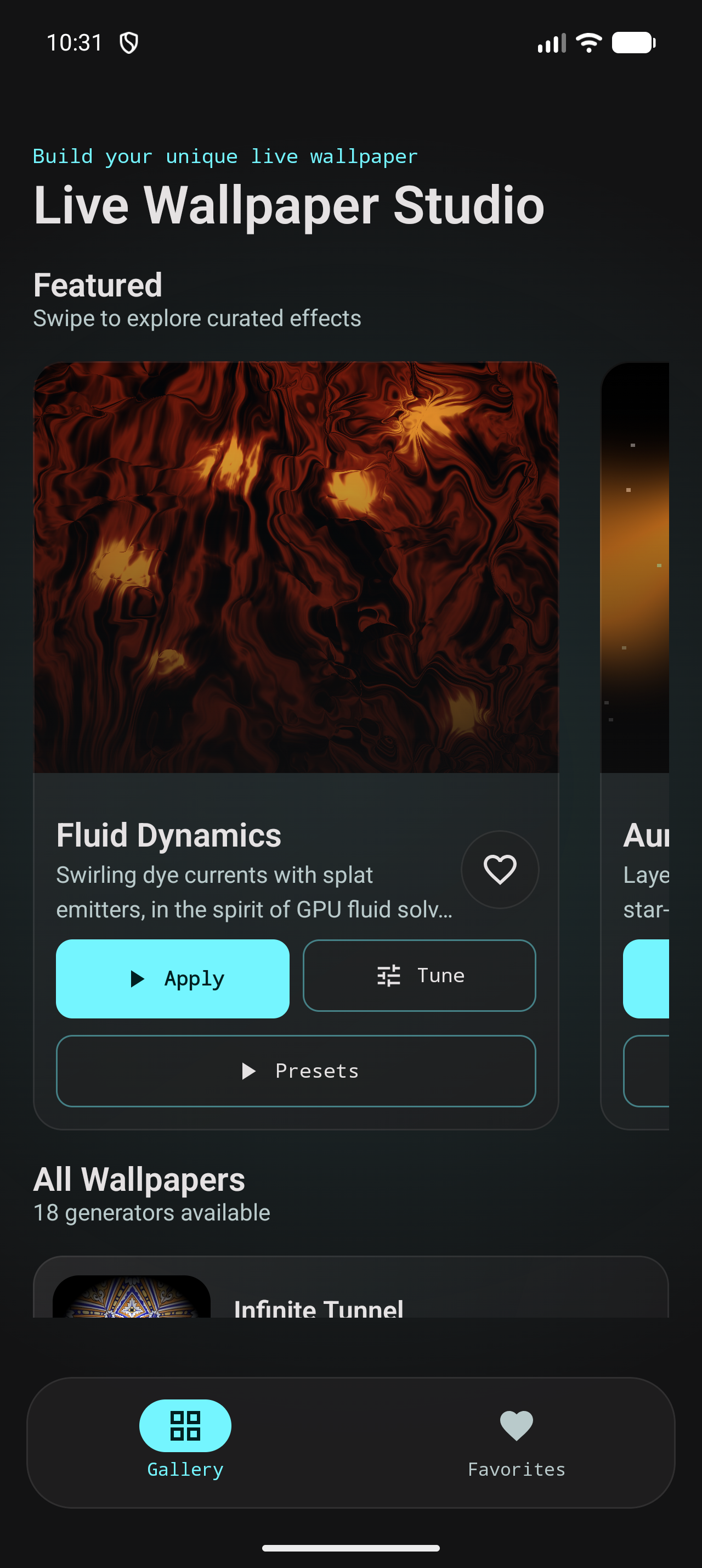 Fluid Dynamics effect screen