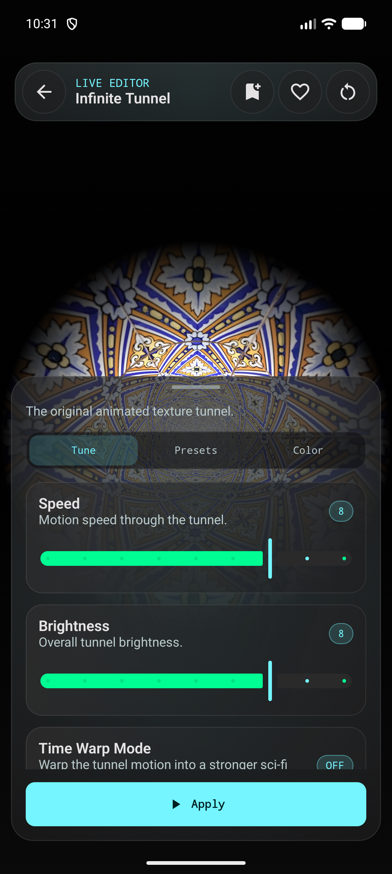Live editor controls