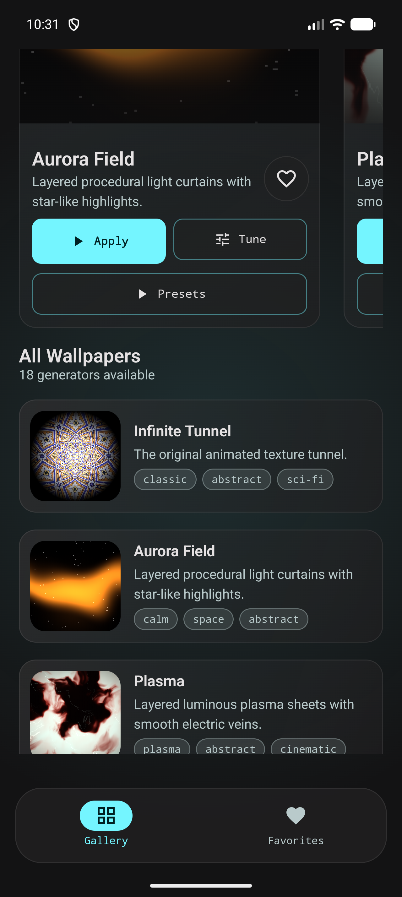 Preset library interface